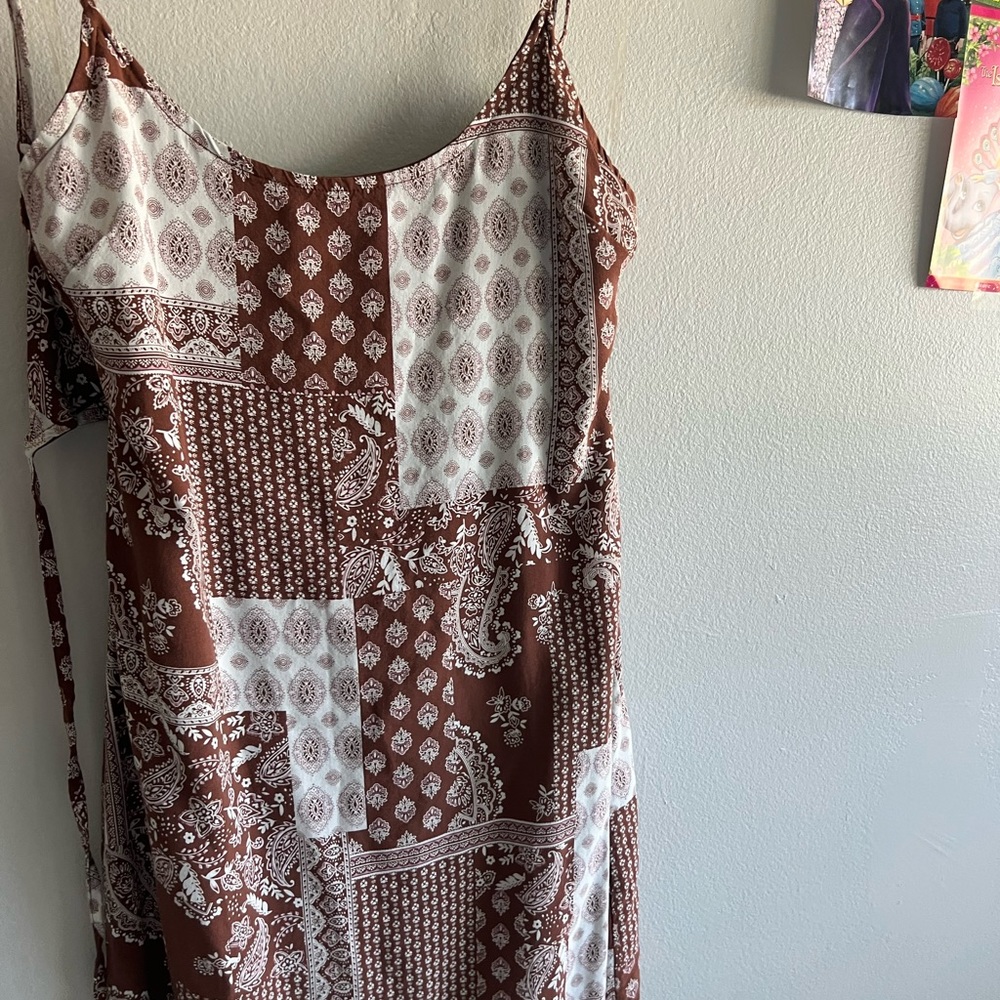 brown pacsun tie back dress